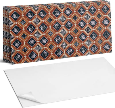 Coloray Plaktegels - Geometrie in bruin en wit Wandtegel Zelfklevend - 60 cm x 30 cm - Bruin Plaktegels - 6 stuks - Rechthoek PVC Tegels - Plaktegels Keuken - Zelfklevende Vloertegels Badkamer - Vinyl Tegels - Zelfklevende Wandtegels