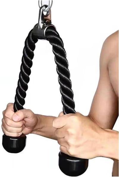 Triceps Touw - Fitness Touw Kabel Touw - Kracht Training - Verbeterde Grip - 70 cm - Zwart/Bruin