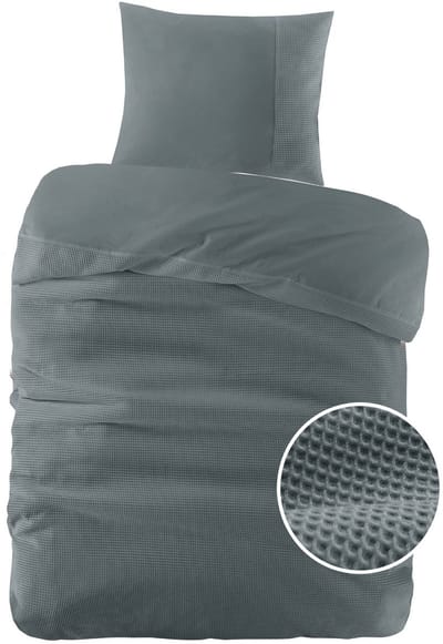 Papillon Dekbedovertrek Mendoza Wafel Donker Groen - 140x200/220 cm - Hoogwaardige Percale Katoen Super Zacht