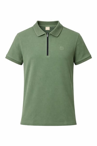 Mario Russo Polo shirt Half Zip Lorenzo - Polo Shirt Heren - Poloshirts heren - Katoen - Agave Groen