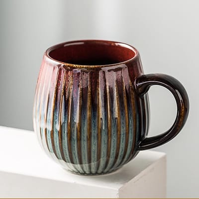 VHV-Mok - Koffiemok - Grote mok - Theemok - Keramiek - Handgemaakte look - Vaatwasserbestendig - Magnetronbestendig - Cadeau idee - Voor kantoor en thuis - Rood