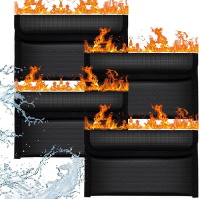 Vuurvaste Documententas Set van 4 Stuks 20 x 10 Cm - Waterdichte en Brandveilige Opbergtas met Rits voor Geld, Documenten en Sieraden