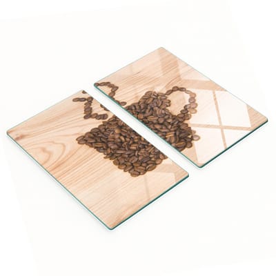 Duurzame en stijlvolle glazen snijplanken met koffieboonpatroon (mok, 2x30x52 cm)