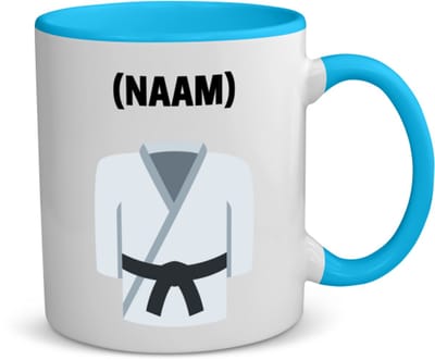 Akyol - karate met eigen naam koffiemok - theemok - blauw - Sport - karateka - sport - 350 ML inhoud