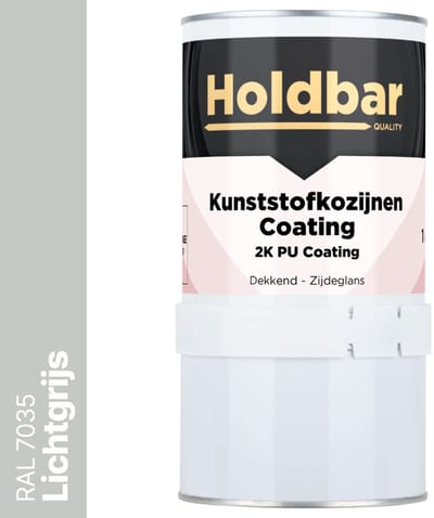 Holdbar Kunststofkozijnen Coating Lichtgrijs (RAL 7035) 1 Kg - Kunststof Kozijnen Schilderen - Hecht direct op kunststof - 100% UV-bestendig - kunststof kozijnen verven