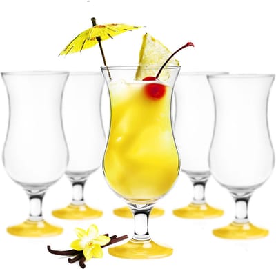 Glasmark Cocktail glazen - 6x - 420 ml - geel - glas - pina colada glazen