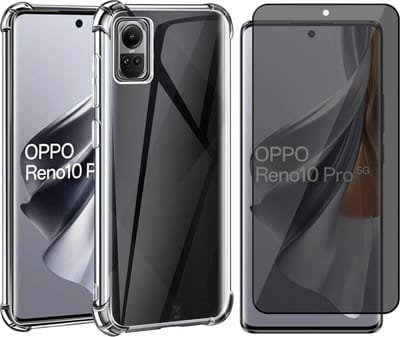 Hoesje geschikt voor Oppo Reno 10 5G / 10 Pro 5G - Privacy Screenprotector Volledig Dekkend Glas - Shockproof Transparant