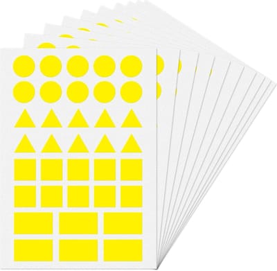 Winkrs 360 Label Stickers Geel – Etiket, organiseren, verschillende Vormen, zelfklevend, beschrijfbaar