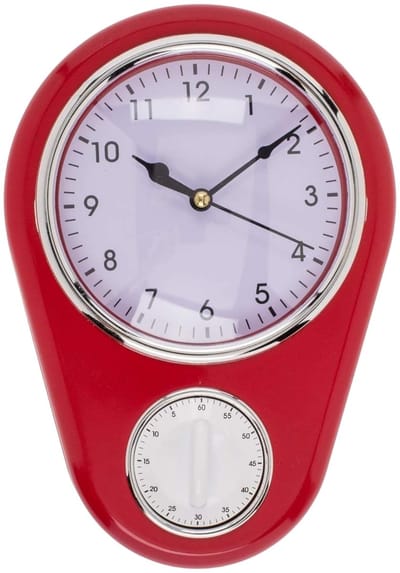 Dailygoody - Retro keukenwandklok - Keukentimer - Praktisch design - Rood - Eierwekker - Perfect voor elke keuken - Vintage look