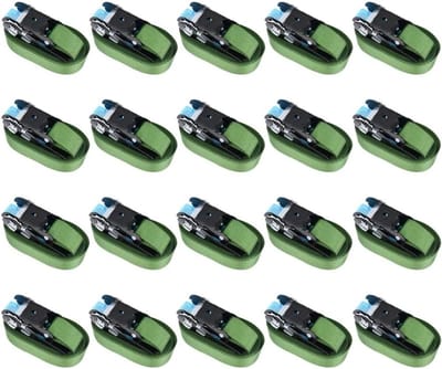 Spanbanden met Ratel - Lading Zekeren - Veilig Transport - Robuust Polyester - 20 stuks 6 m - Groen
