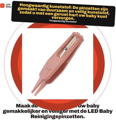 Dailygoods - LED Baby Reinigingspinzetten - Veilig en Handig voor Oor- en Neusverzorging - Ideaal voor Babyverzorging - Zacht en Effectief - Geschikt...