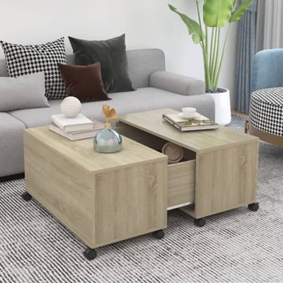 vidaXL - Salontafel - 75x75x38 - cm - bewerkt - hout - sonoma - eikenkleurig