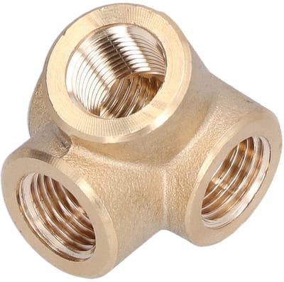 Dailygoods- Fitting 4-Weg T-stuk - Messing - Luchtcompressor Accessoires - Zijuitlaat - Duurzaam - Hoogwaardige Kwaliteit