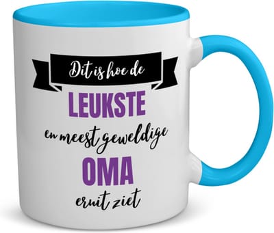 Akyol - meest geweldige oma koffiemok - theemok - blauw - Oma - beste oma - verjaardagscadeau - cadeau voor oma - kado - 350 ML inhoud