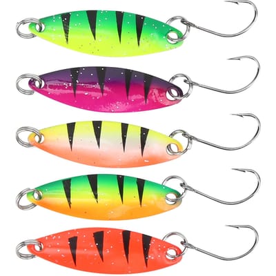 5 stuks Kleurrijke Snoekbaars Lepel Aas Metaal Crankbait Harde Lepel Spinner Aas Enkele Haak pink