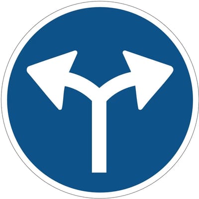Verplichte rijrichting links en rechts bord - D7 | gecoat dibond materiaal | 10 cm