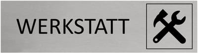 CombiCraft Aluminium Deurbordje "Werkstatt " 165x45mm met tape