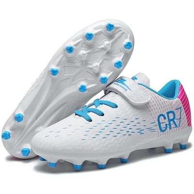 Tiener Student CR7 Lage Voetbalschoenen Jongens Meisjes, TF AG Noppen Kunstgras Buiten Training Voetbalschoenen 29 white