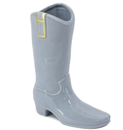 HomeBound by KY | Aardewerk vaas cowboy laars blauw | bloemenvaas laars blauw