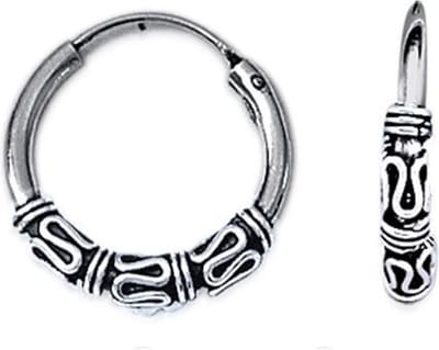 Amanto Oorbellen Finet Large - 925 Zilver Geoxideerd - Bali - 3mm - ∅17mm