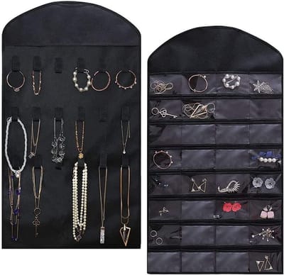 Hanger voor Sieradenopslag, Organizer voor Oorbellen en Kettingen, Reisoplossing voor Sieraden en Make-up, Geschikt voor Ringen en Armbanden (Zwart)
