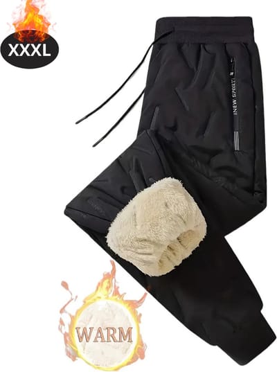 Nivard Warme Broek Heren - Thermo - Fleece - Winterbroek - Joggingbroek - Sweatpants - Zwart - XXXL