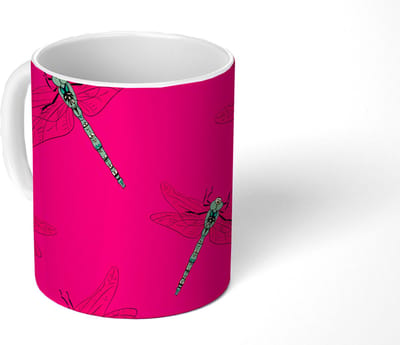 Mok - Koffiemok - Meiden - Libelle - Insecten - Patronen - Girl - Kids - Kinderen - Kind - Mokken - 350 ML - Beker - Koffiemokken - Theemok
