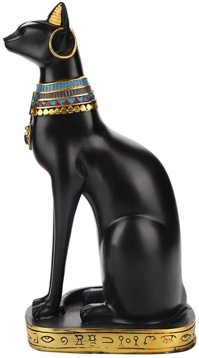 Golden crown - Egyptische Kat Ornament - Handgemaakte Hars Sculptuur - Prachtig Decor - Zwart Goud - Kattenbeeld - Decoratie voor Huis en Tuin