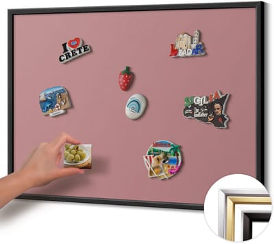 Wallfluent - Roze Magneetbord in Stijlvolle Kleuren - 80 cm x 60 cm - Magneetbord met Zwarte Frame - Pastelroze kleur - Magneetbord voor Herinneringen - Magneetbord voor Foto's en Notities - Magnetisch Bord voor Magneten