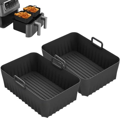 2 Stuks Siliconen Mallen voor Airfryer 9.5L, 21 x 14 x 7 cm, Ideaal voor Bakken en Koken, Accessoires voor Airfryer, Duurzaam en Flexibel Siliconen Materiaal