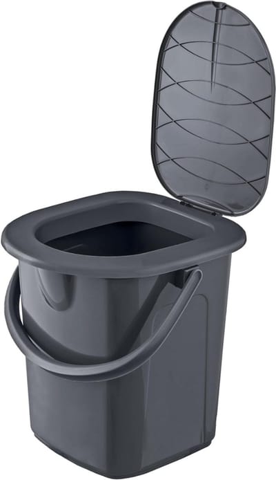DnA® Toiletemmer Met Deksel - Toiletemmer - Draagbaar Toilet - Grijs - 38cm x 35cm x 37cm