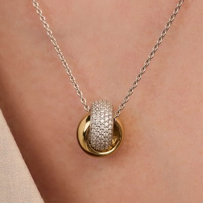 TI SENTO Dames Ketting - 925 zilver - Zirkonia met geel verguld - Maat 42 - 34118ZY