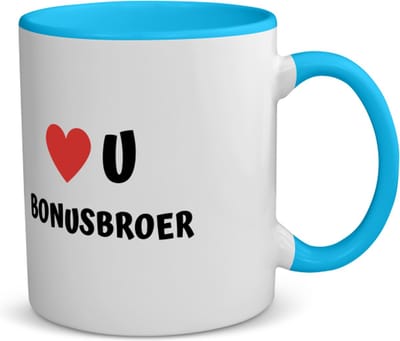 Akyol - love u bonusbroer koffiemok - theemok - blauw - Broer - de liefste broer - verjaardag - cadeautje voor broer - broer artikelen - kado - geschenk - 350 ML inhoud