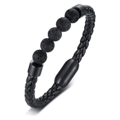 Lieve Jewels Armband - Leer gevlochten/kralen -Heren