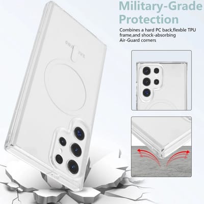 Hoesje Geschikt voor Samsung Galaxy S23 Ultra - Compatibel met MagSafe - Hard Back Cover met Magneet - Transparant
