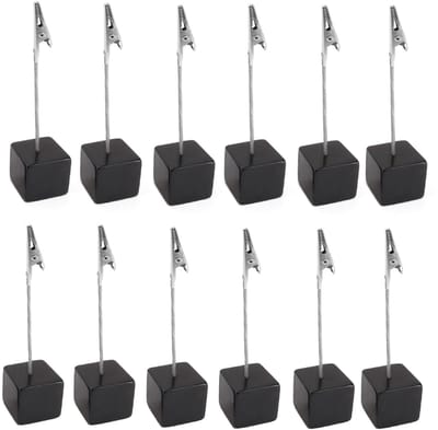 Dailygoods- Fotohouder - Houten Sokkel - Tafelkaarthouder - Kaartenstandaard met Klemmen - 12 Stuks - Duurzaam Grenenhout - Kaarthouder