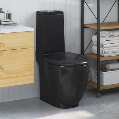Keramisch Toilet voor Badkamer Ronde Vorm Verticale Afvoer Zwart