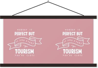 Posterhanger incl. Poster 60x30 cm - Schoolplaat - Toerisme - Spreuken - Studenten - Uni - Textielposter - Zwarte latten