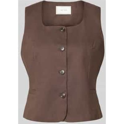 Bodywarmer van mix van katoen en linnen model 'Yula'