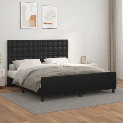 vidaXL - Bedframe - met - hoofdbord - kunstleer - zwart - 180x200 - cm