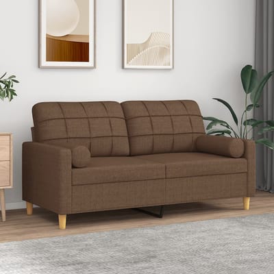 vidaXL - Tweezitsbank - met - sierkussens - 140 - cm - stof - bruin