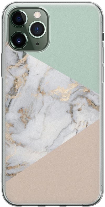 Leuke Telefoonhoesjes - Hoesje geschikt voor iPhone 11 Pro Max - Marmer pastel mix - Soft case - TPU - Marmer - Multi