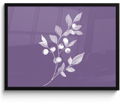 Poster in lijst - Fotolijst 70x50 cm - Posters - Tak - Sierlijk - Bladeren - Minimalistisch - Posterlijst zwart - Decoratie - Wanddecoratie woonkamer - Muurdecoratie slaapkamer