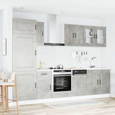 vidaXL - 8-delige - Keukenkastenset - Kalmar - bewerkt - hout - betongrijs