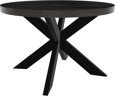 Eettafel Rond - Eetkamertafel - Gezellig Tafelen - Duurzaam Mangohout - 120cm Diameter - Zwart