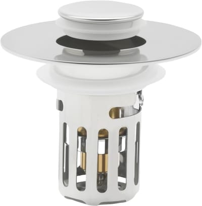 3-in-1 pop-up wastafelafvoerzeef met afneembaar roestvrijstalen filter, haarvanger voor 25-46 mm afvoergaten, messing mechanisme voor eenvoudig gebruik en optimale afvoerprestaties