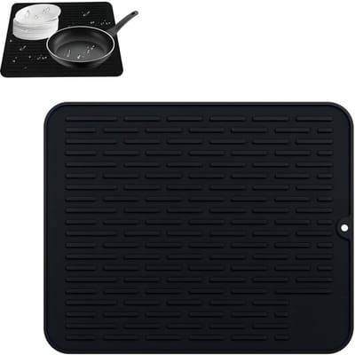 Dailygoods- Afdruipmat 40 x 30 cm - Hittebestendig - Antislip - Siliconen - Droogmat voor Servies - Gootsteenmat met Diepe Groeven