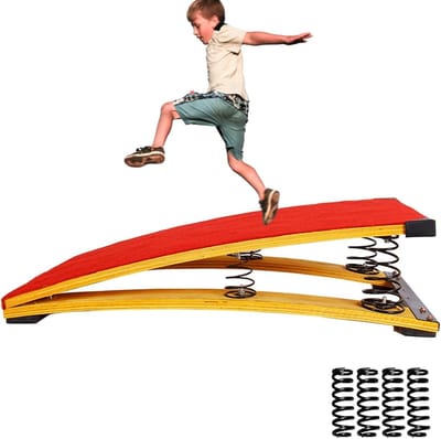 Gymnastiek Plank - Veerplank Fitness - Vaardigheden Oefenen - Vier Stalen Veren - 50x80cm - Rood
