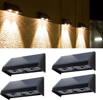 KZQ 4-Pack Solar Mailbox Lights Waterdichte Solar Lampen Buitenverlichting Op Zonne Energie met Warm Wit Licht voor Schutting Muur Terras Tuin Hek Garage Zwembad Adres Huisnummer Deck Fence Eenvoudige Installatie 12x7.8x5.6cm