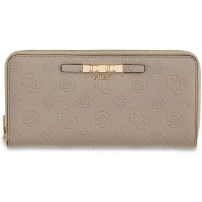 GUESS portemonnee Carmella SLG Large Zip Around Wallet Bone Logo crème